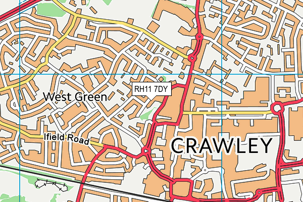 RH11 7DY map - OS VectorMap District (Ordnance Survey)