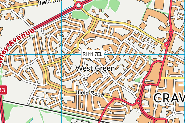 RH11 7EL map - OS VectorMap District (Ordnance Survey)