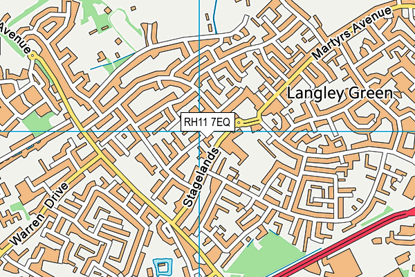 RH11 7EQ map - OS VectorMap District (Ordnance Survey)