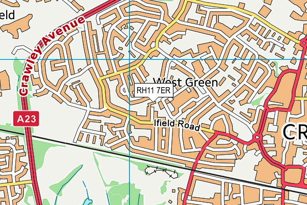 RH11 7ER map - OS VectorMap District (Ordnance Survey)