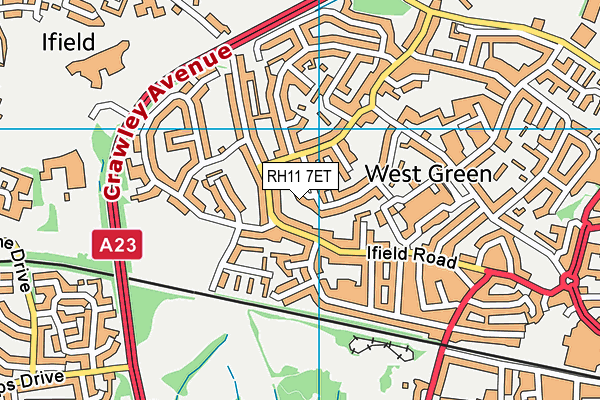 RH11 7ET map - OS VectorMap District (Ordnance Survey)