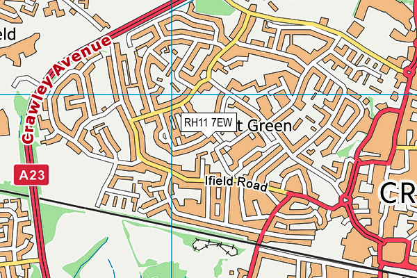 RH11 7EW map - OS VectorMap District (Ordnance Survey)