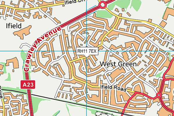 RH11 7EX map - OS VectorMap District (Ordnance Survey)