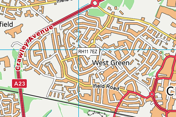 RH11 7EZ map - OS VectorMap District (Ordnance Survey)