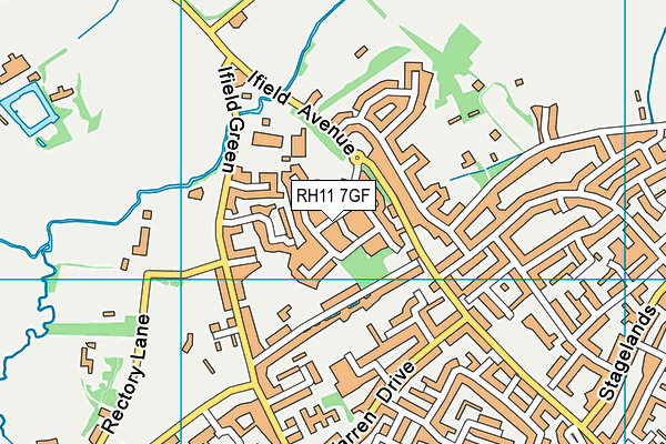 RH11 7GF map - OS VectorMap District (Ordnance Survey)