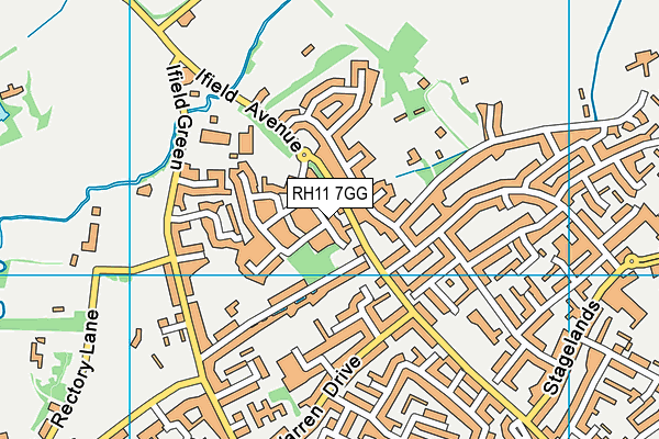 RH11 7GG map - OS VectorMap District (Ordnance Survey)