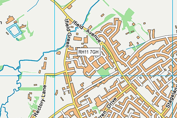 RH11 7GH map - OS VectorMap District (Ordnance Survey)