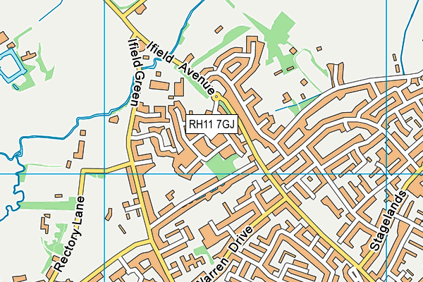 RH11 7GJ map - OS VectorMap District (Ordnance Survey)