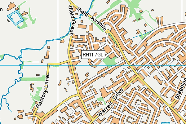 RH11 7GL map - OS VectorMap District (Ordnance Survey)