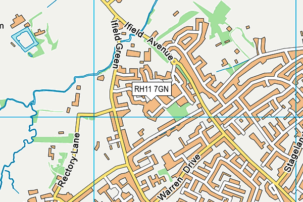 RH11 7GN map - OS VectorMap District (Ordnance Survey)