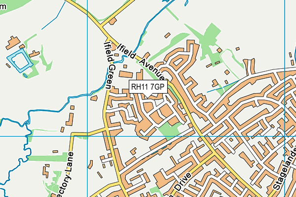 RH11 7GP map - OS VectorMap District (Ordnance Survey)