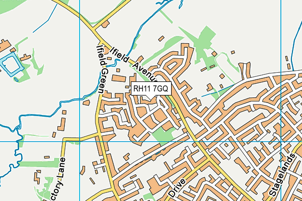 RH11 7GQ map - OS VectorMap District (Ordnance Survey)