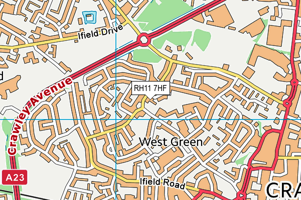 RH11 7HF map - OS VectorMap District (Ordnance Survey)