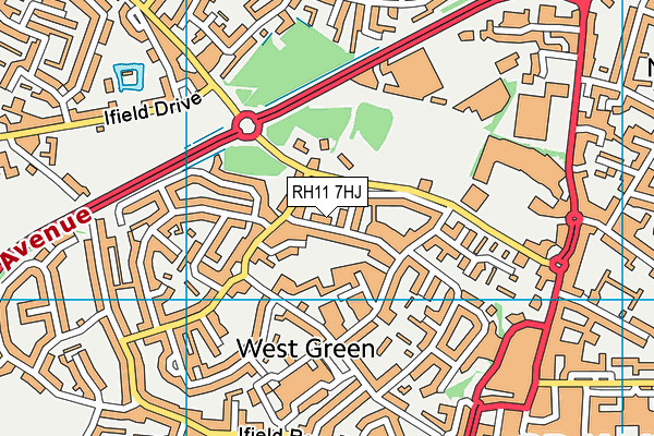 RH11 7HJ map - OS VectorMap District (Ordnance Survey)