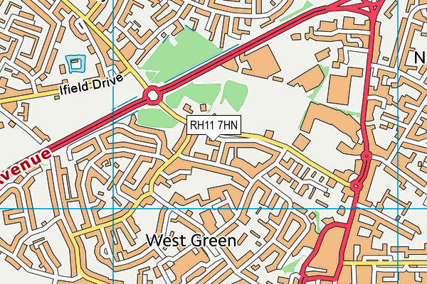 RH11 7HN map - OS VectorMap District (Ordnance Survey)