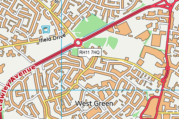RH11 7HQ map - OS VectorMap District (Ordnance Survey)