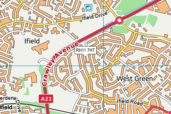 RH11 7HT map - OS VectorMap District (Ordnance Survey)