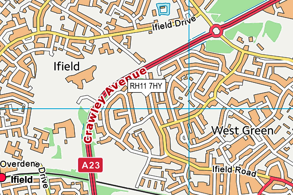 RH11 7HY map - OS VectorMap District (Ordnance Survey)