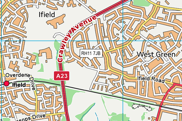 RH11 7JB map - OS VectorMap District (Ordnance Survey)