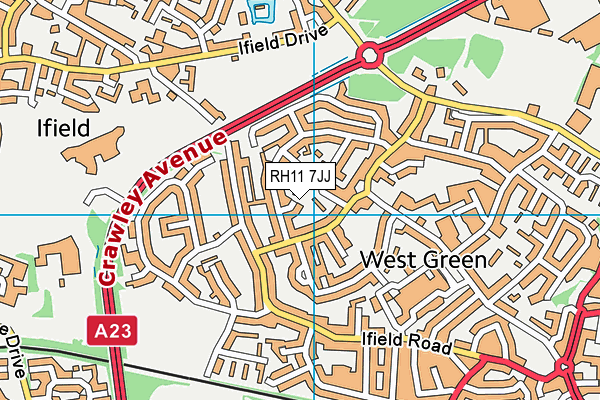 RH11 7JJ map - OS VectorMap District (Ordnance Survey)