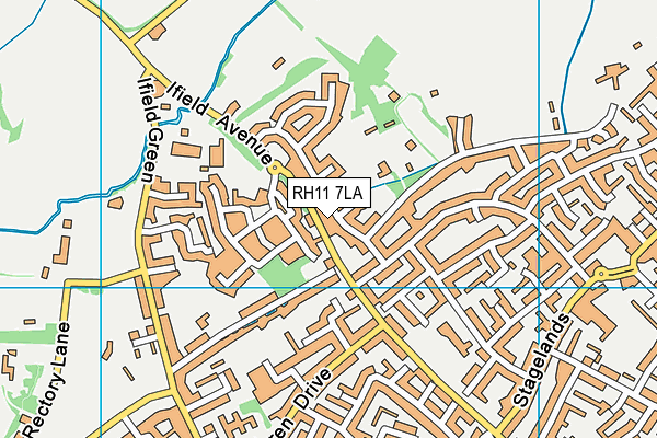 RH11 7LA map - OS VectorMap District (Ordnance Survey)