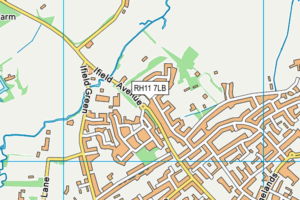 RH11 7LB map - OS VectorMap District (Ordnance Survey)