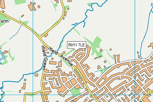 RH11 7LE map - OS VectorMap District (Ordnance Survey)