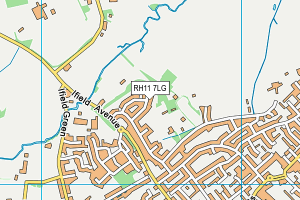 RH11 7LG map - OS VectorMap District (Ordnance Survey)