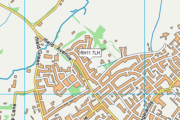 RH11 7LH map - OS VectorMap District (Ordnance Survey)