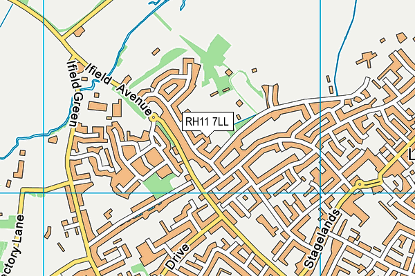 RH11 7LL map - OS VectorMap District (Ordnance Survey)