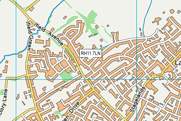 RH11 7LN map - OS VectorMap District (Ordnance Survey)