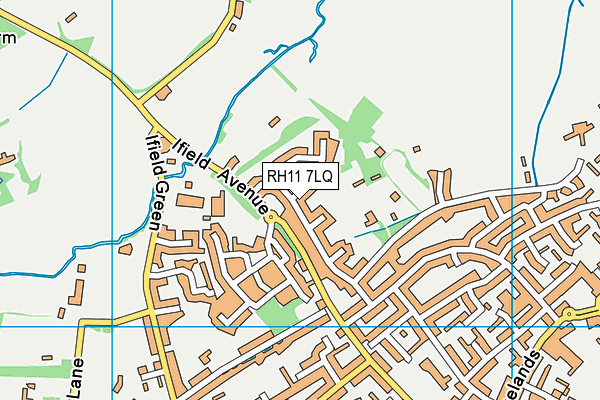 RH11 7LQ map - OS VectorMap District (Ordnance Survey)