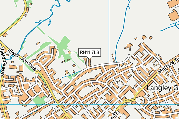 RH11 7LS map - OS VectorMap District (Ordnance Survey)
