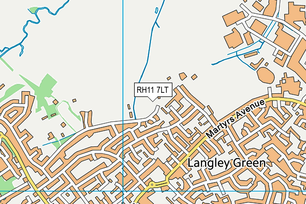 RH11 7LT map - OS VectorMap District (Ordnance Survey)