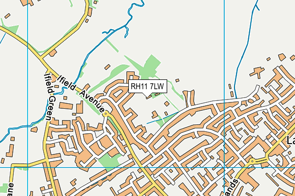 RH11 7LW map - OS VectorMap District (Ordnance Survey)