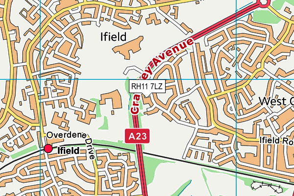 RH11 7LZ map - OS VectorMap District (Ordnance Survey)