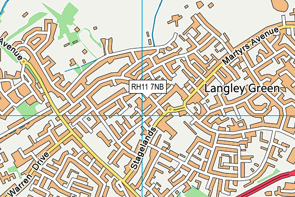 RH11 7NB map - OS VectorMap District (Ordnance Survey)