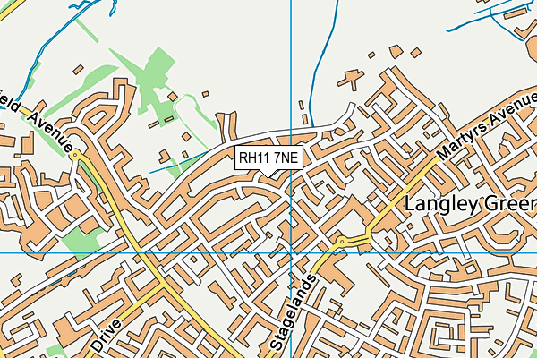 RH11 7NE map - OS VectorMap District (Ordnance Survey)