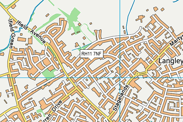 RH11 7NF map - OS VectorMap District (Ordnance Survey)