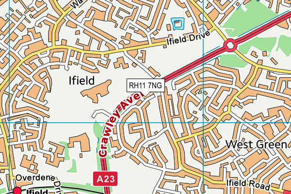 RH11 7NG map - OS VectorMap District (Ordnance Survey)