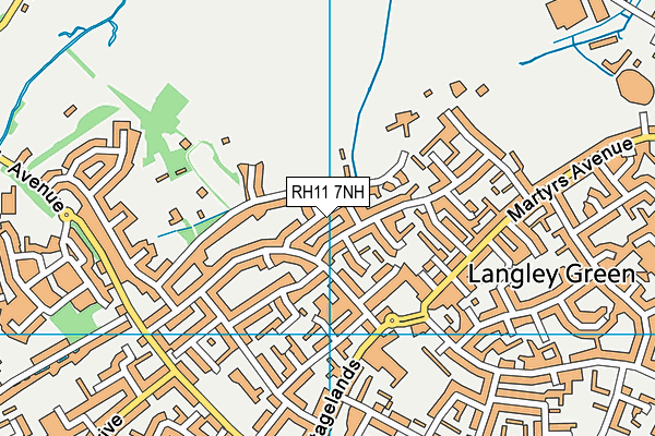 RH11 7NH map - OS VectorMap District (Ordnance Survey)