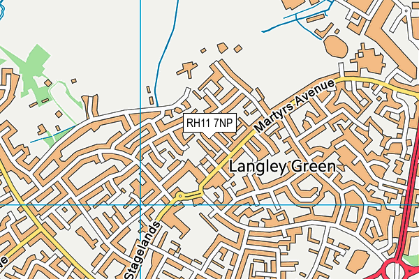 RH11 7NP map - OS VectorMap District (Ordnance Survey)