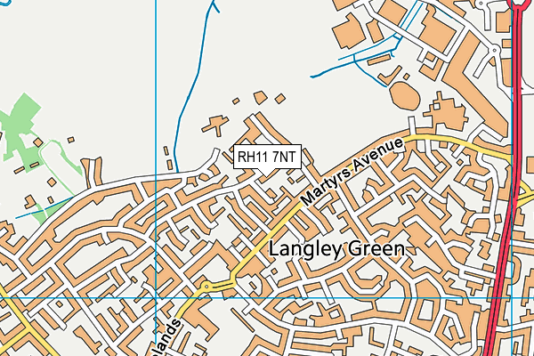 RH11 7NT map - OS VectorMap District (Ordnance Survey)