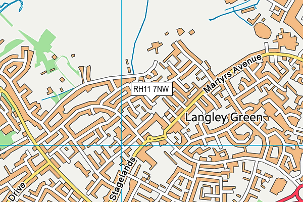 RH11 7NW map - OS VectorMap District (Ordnance Survey)