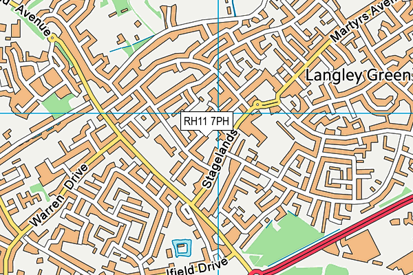 RH11 7PH map - OS VectorMap District (Ordnance Survey)