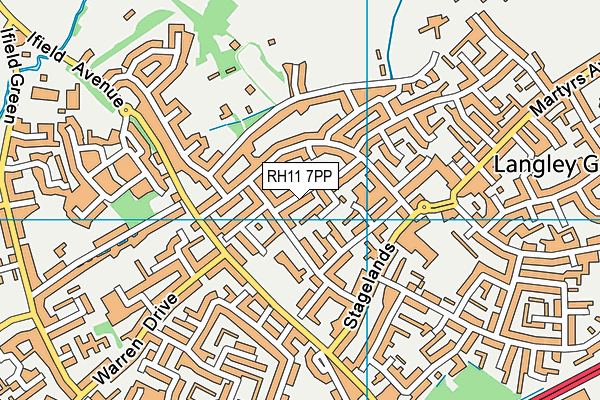 RH11 7PP map - OS VectorMap District (Ordnance Survey)