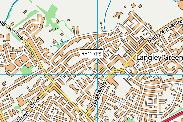 RH11 7PS map - OS VectorMap District (Ordnance Survey)