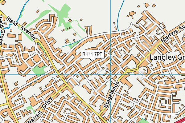 RH11 7PT map - OS VectorMap District (Ordnance Survey)