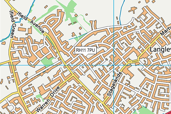 RH11 7PU map - OS VectorMap District (Ordnance Survey)