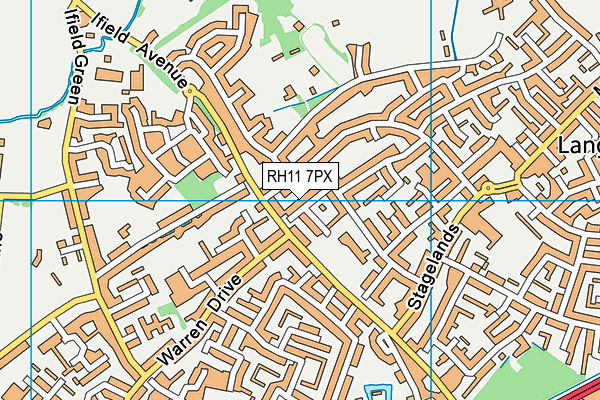 RH11 7PX map - OS VectorMap District (Ordnance Survey)